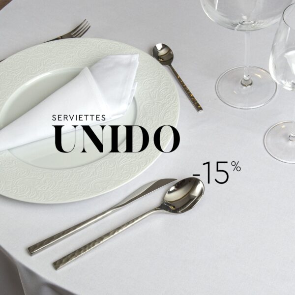 REMISE 15% SUR LES SERVIETTES UNIDO - RESTAURANT PROFESSIONNEL - LINVOSGES HOTELLERIE