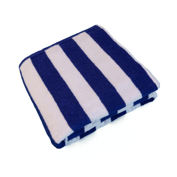 POOL TOWEL 420G STRIPED WHITE BLUE - PROFESSIONAL HOTEL SPA - LINVOSGES HOTELLERIE