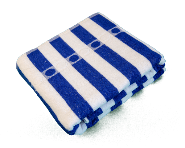 POOL TOWEL 405G STRIPED WHITE BLUE - PROFESSIONAL HOTEL SPA - LINVOSGES HOTELLERIE